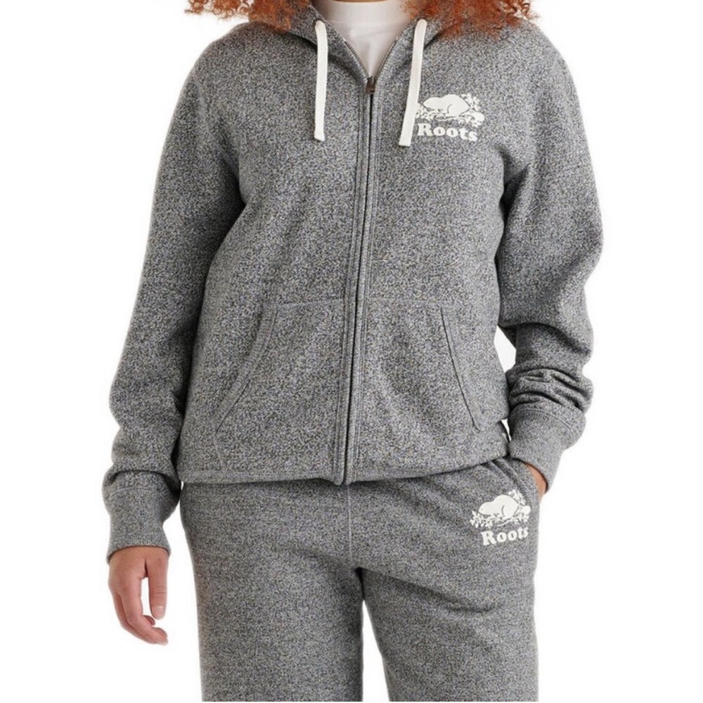 Roots hoodie - size M - salt & pepper
